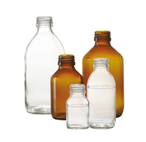 125 ml siroopfles, helder, type 3 geblazen glas