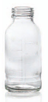 2000 ml plasmafles, helder, type 3 geblazen glas